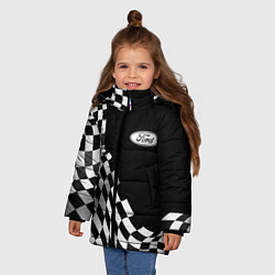 Куртка зимняя для девочки Ford racing flag, цвет: 3D-черный — фото 2