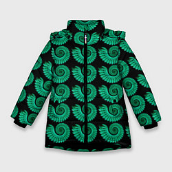 Куртка зимняя для девочки Фрактальный узор цветной, цвет: 3D-черный
