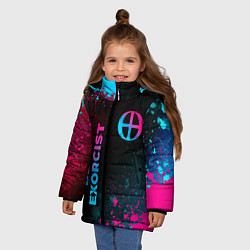 Куртка зимняя для девочки Blue Exorcist - neon gradient: надпись, символ, цвет: 3D-черный — фото 2