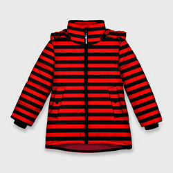 Куртка зимняя для девочки Черно-красные полосы, цвет: 3D-красный