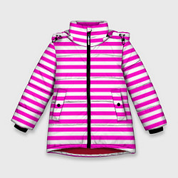 Куртка зимняя для девочки Ярко-розовые полосы, цвет: 3D-красный