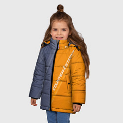 Куртка зимняя для девочки Counter Strike 2 Blue Orange Pattern, цвет: 3D-красный — фото 2