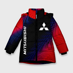 Куртка зимняя для девочки Mitsubishi красный карбон, цвет: 3D-черный