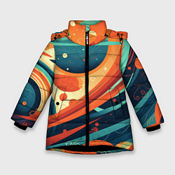 Куртка зимняя для девочки Абстрактный космический пейзаж: арт нейросети, цвет: 3D-черный