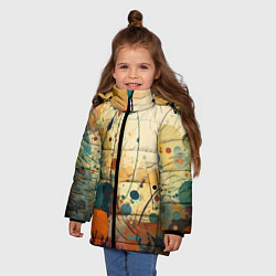 Куртка зимняя для девочки Абстрактная гранжевая композиция с пятнами: арт не, цвет: 3D-черный — фото 2