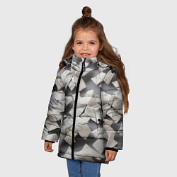 Куртка зимняя для девочки Узоры оригами, цвет: 3D-черный — фото 2