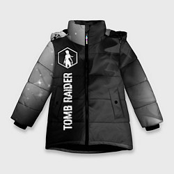 Куртка зимняя для девочки Tomb Raider glitch на темном фоне: по-вертикали, цвет: 3D-черный