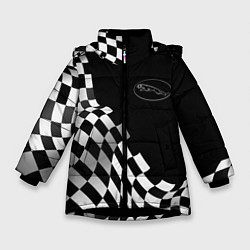 Куртка зимняя для девочки Jaguar racing flag, цвет: 3D-черный