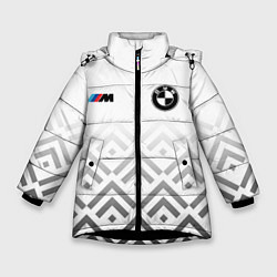 Куртка зимняя для девочки BMW m power - белый, цвет: 3D-черный