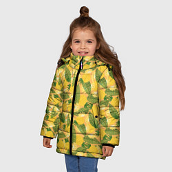 Куртка зимняя для девочки Летний паттерн с ананасами, цвет: 3D-светло-серый — фото 2