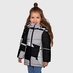 Куртка зимняя для девочки Белые и чёрные кубы в геометрии, цвет: 3D-черный — фото 2