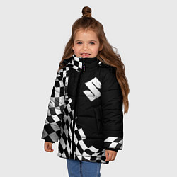 Куртка зимняя для девочки Suzuki racing flag, цвет: 3D-черный — фото 2