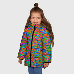 Куртка зимняя для девочки Мелкие блоки Тетрис, цвет: 3D-красный — фото 2