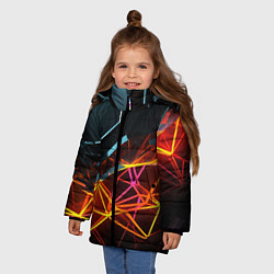 Куртка зимняя для девочки Разломленные плитки, цвет: 3D-красный — фото 2