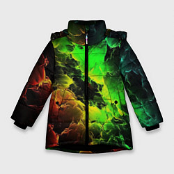 Куртка зимняя для девочки Зеленое небо, цвет: 3D-черный