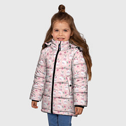 Куртка зимняя для девочки Милые кролики паттерн, цвет: 3D-черный — фото 2