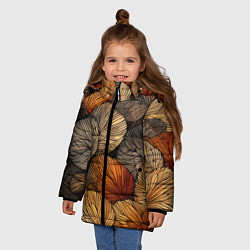 Куртка зимняя для девочки Листья желтые, цвет: 3D-светло-серый — фото 2