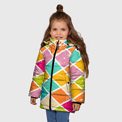Куртка зимняя для девочки Весёлые ромбики, цвет: 3D-красный — фото 2