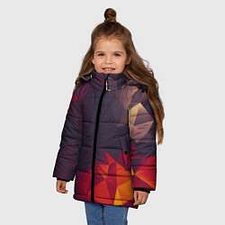 Куртка зимняя для девочки Полигональный узор, цвет: 3D-черный — фото 2