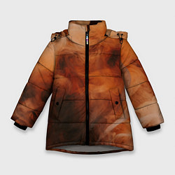 Куртка зимняя для девочки Оранжевый абстрактный дым, цвет: 3D-светло-серый