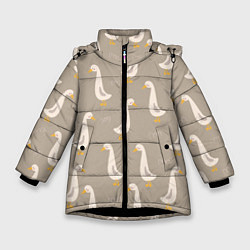Куртка зимняя для девочки Утки на травке - бежевый, цвет: 3D-черный