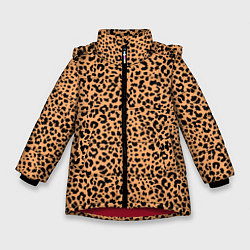 Куртка зимняя для девочки Оранжевое леопардовое поле, цвет: 3D-красный