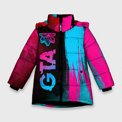 Зимняя куртка для девочки GTA - neon gradient: по-вертикали