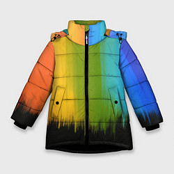 Куртка зимняя для девочки Летняя радуга, цвет: 3D-черный