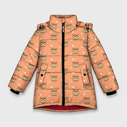 Куртка зимняя для девочки Паттерн милой совы, цвет: 3D-красный