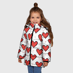 Куртка зимняя для девочки Pixel heart, цвет: 3D-светло-серый — фото 2