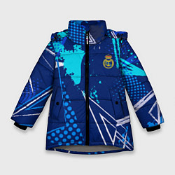 Куртка зимняя для девочки Реал Мадрид фк эмблема, цвет: 3D-светло-серый
