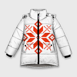 Куртка зимняя для девочки Удмуртский узор, цвет: 3D-светло-серый