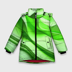 Куртка зимняя для девочки Светлые зеленые волны, цвет: 3D-красный