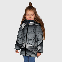 Куртка зимняя для девочки Каменная конструкция паттерн, цвет: 3D-черный — фото 2