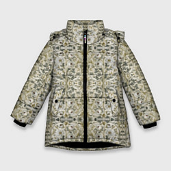 Куртка зимняя для девочки Нежные белые цветочки, цвет: 3D-черный