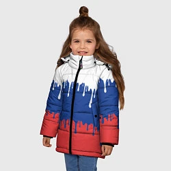 Куртка зимняя для девочки Флаг России - потёки, цвет: 3D-красный — фото 2