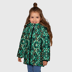 Куртка зимняя для девочки Изумрудный калейдоскоп, цвет: 3D-черный — фото 2