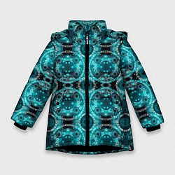 Куртка зимняя для девочки Светящееся НЛО, цвет: 3D-черный