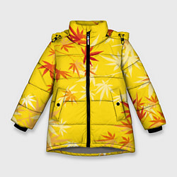 Куртка зимняя для девочки Листья японского клена, цвет: 3D-светло-серый