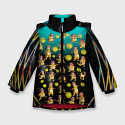 Куртка зимняя для девочки Клоуны в лунной сети, цвет: 3D-красный