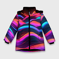 Зимняя куртка для девочки Неоновые фиолетовые волны