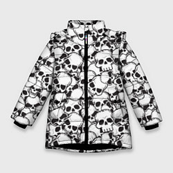 Куртка зимняя для девочки Черепа - смерть, цвет: 3D-черный