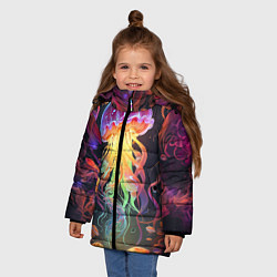 Куртка зимняя для девочки Фантастическая медуза, цвет: 3D-красный — фото 2