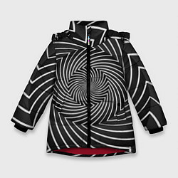 Куртка зимняя для девочки Оптическая иллюзия изогнутые линии, цвет: 3D-красный