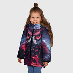 Куртка зимняя для девочки Сова взгляд краска, цвет: 3D-черный — фото 2