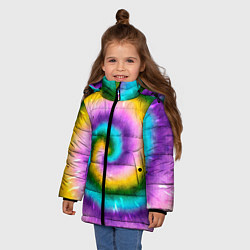 Куртка зимняя для девочки Тай дай стиль, цвет: 3D-черный — фото 2