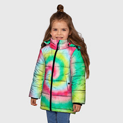 Куртка зимняя для девочки Тай дай клубничный, цвет: 3D-черный — фото 2
