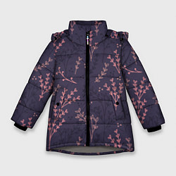 Куртка зимняя для девочки Розовые веточки, цвет: 3D-светло-серый