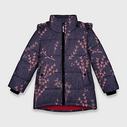 Куртка зимняя для девочки Розовые веточки, цвет: 3D-красный