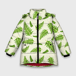 Куртка зимняя для девочки Лесной зеленый папоротник, цвет: 3D-красный